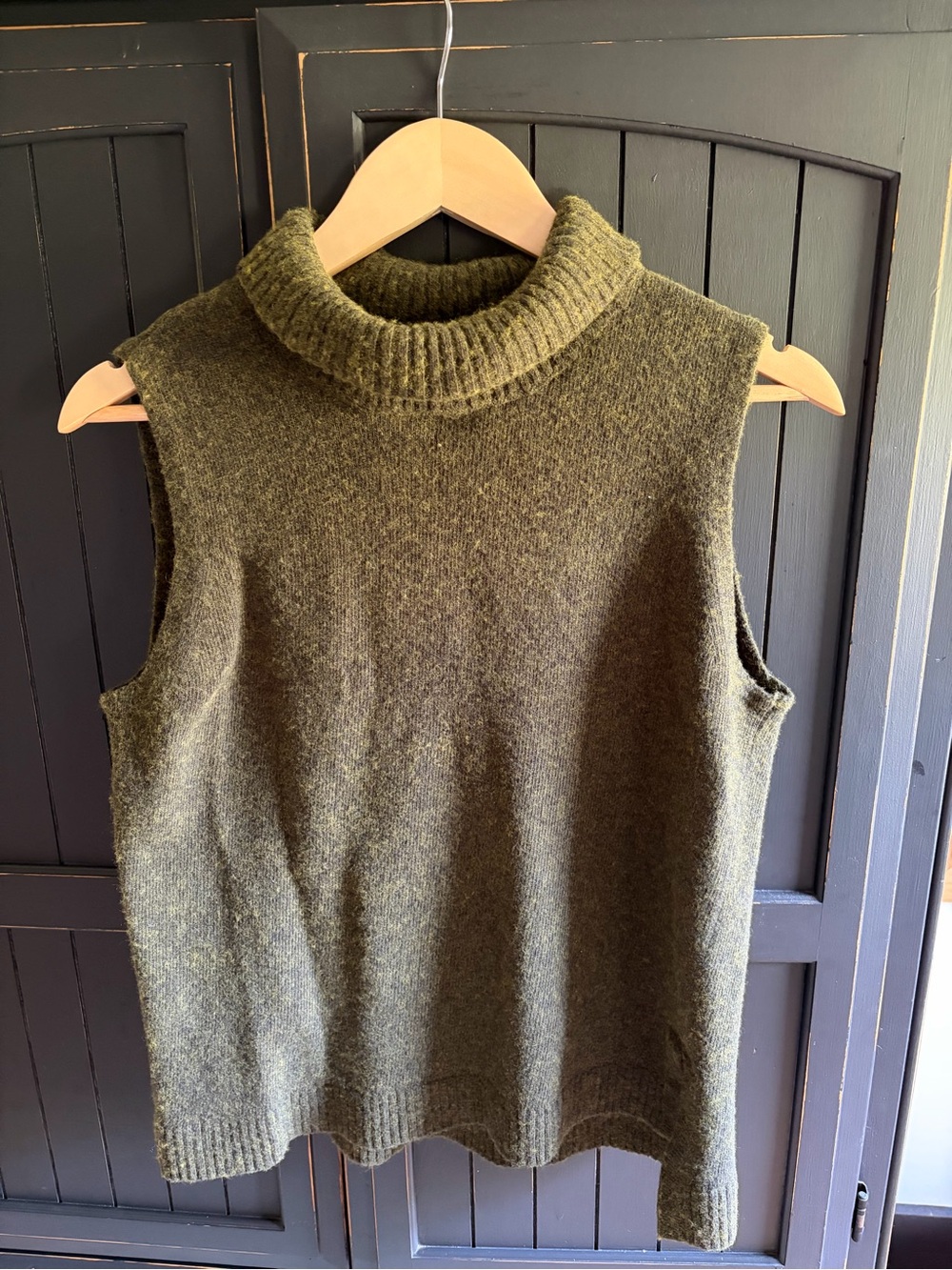 J. Crew Olive Green Sleeveless Turtleneck Sweater